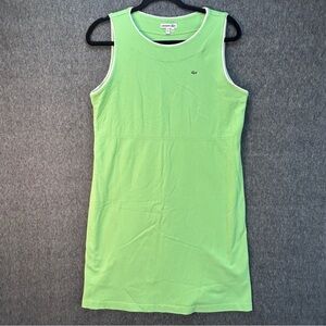 Lacoste Tank Dress Womens 44 Green Sleeveless Pique Knit Tennis Logo Summer